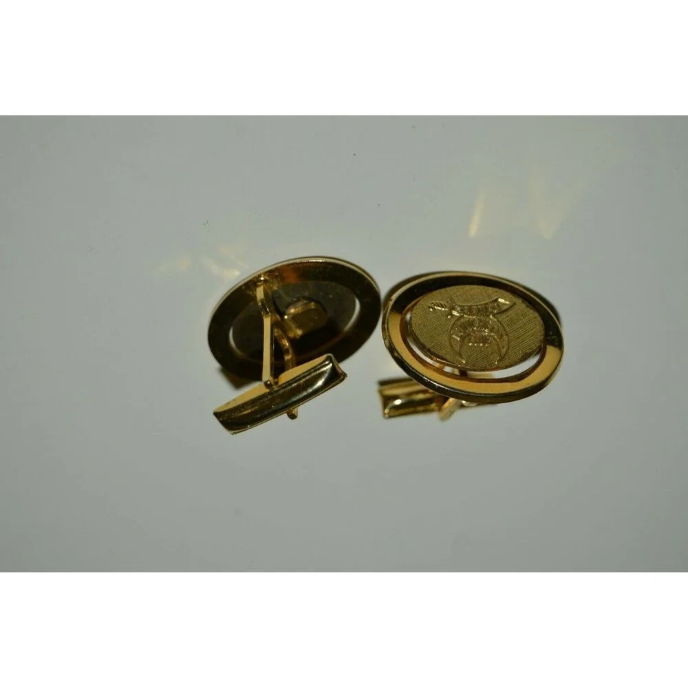 Vintage Oval Masonic Shriners Zembo Luncheon Club Golden Cuff Links RARE